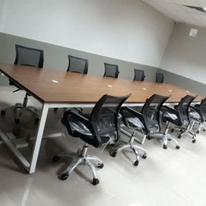 Bàn họp chân sắt gỗ công nghiệp 2m4 BH-11