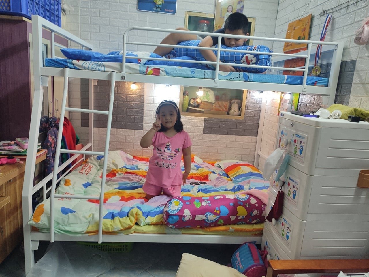 Giường sắt 2 tầng hộp 40 1m2 màu đen - GTS 65 - Ảnh 4