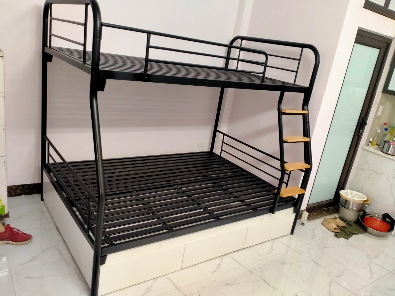 Giường sắt tầng 1m4 có hộc- GTS 55