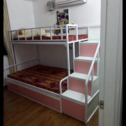Giường sắt tầng 1m2 cầu thang hộp đẹp GTS 42