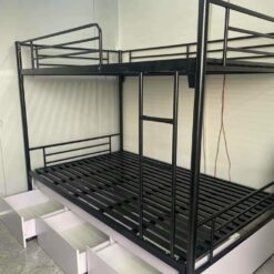 Giường sắt 2 tầng ống tròn 1m2  có hộc GTS 48